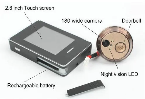 

180 Degree Wide Angle 2.8 Inch Touch Screen Peephole Viewer Video Door Phone