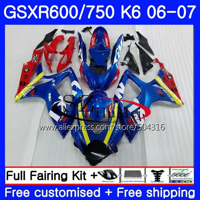 Комбинезоны для SUZUKI GSXR 750 600 R600 GSX-R750 06 07 31NO. 1 GSXR750 06 07 GSX-R600 K6 GSXR600 2006 2007 Обтекатели синий и красный цвета - Цвет: No.  1
