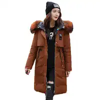 Winter Jacket Women Long Cotton Padded Outerwear Womens Winter Coat Parka With Colorful Fur Female Hooded Ladies Down Jackets