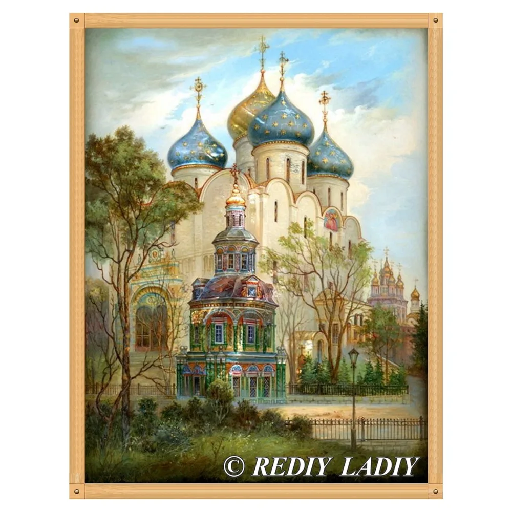 

Full Square Diamond Painting Church Building Religious Diamond Embroidery Crystal Rhinestone Mosaic Picture Wall Art Home Decor
