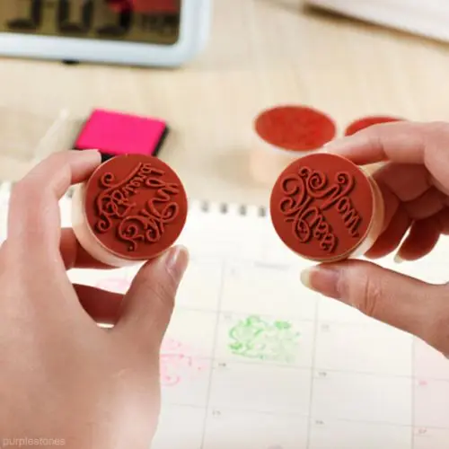 

Flower Pattern Stamp Decoration Round Wood&Rubber Seal Signeter Stamper Booking