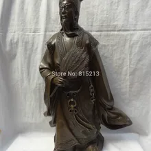 Bi0011684 2" Китайский Чистая Бронзовый Милитаристской ZhuGeLiang KongMing Перо Вентилятор Статуя