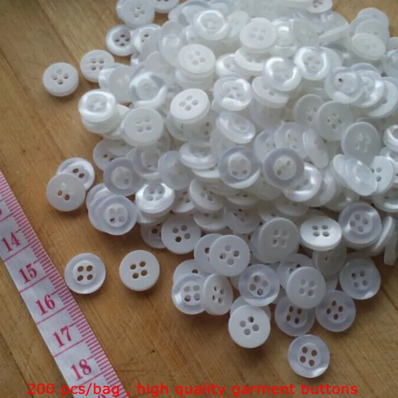 

11 mm Pure white button shirt 4 holes garment round buttons 200 pcs/lot