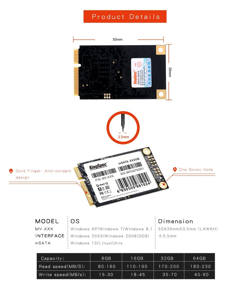 Завод прямой Kingspec Мини Pcie MSATA ssd 16 Гб SATA3 HD SSD внутренние жесткие диски твердотельный накопитель MLC для планшетных ПК MID