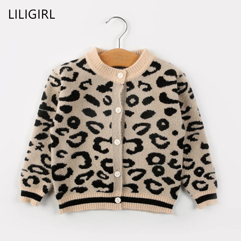 LILIGIRL/хлопковый свитер для маленьких мальчиков и девочек; Детские леопардовые топы с длинными рукавами; осенне-зимняя детская куртка; пальто; свитер