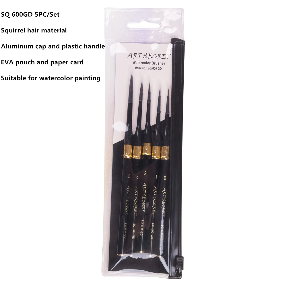 Pincéis de Pintura Set para Desenho Alta Qualidade Esquilo Cabelo Retrátil Viagem Arte Artística Pincéis 5 pc - Aquarela Sq600gd 6 Cheap Pincéis de pintura