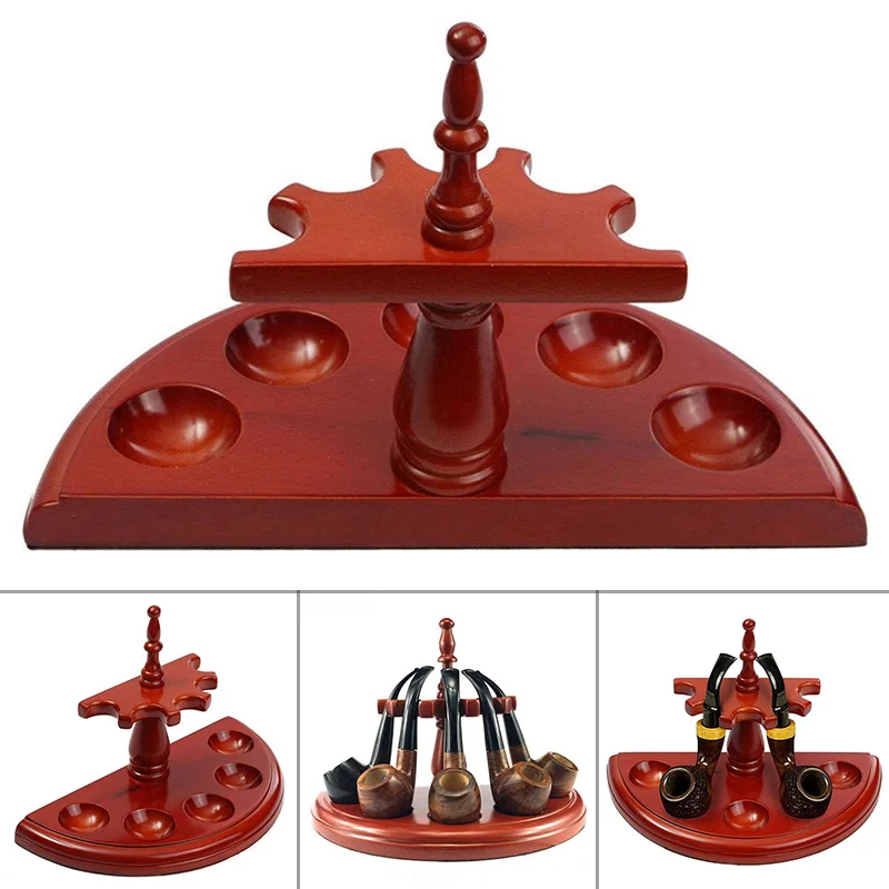 

Semicircle Shape Pipe Stands Wooden Rack Display for 5 Tobacco Pipes HFing