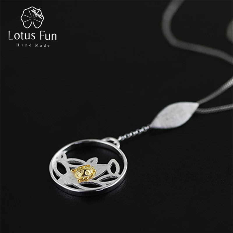 

Lotus Fun Real 925 Sterling Silver Handmade Fine Jewelry Ladybird Beetle Design Pendant without Necklace Accessories for Women