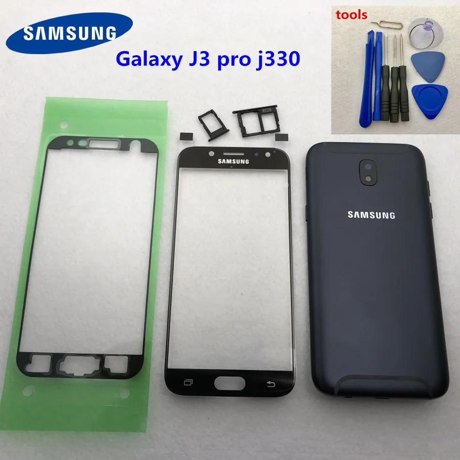 Для samsung Galaxy J3 J5 Pro J7 J330F J530F алюминиевая задняя крышка Корпус чехол задняя крышка батареи J730F+ Переднее стекло+ инструмент