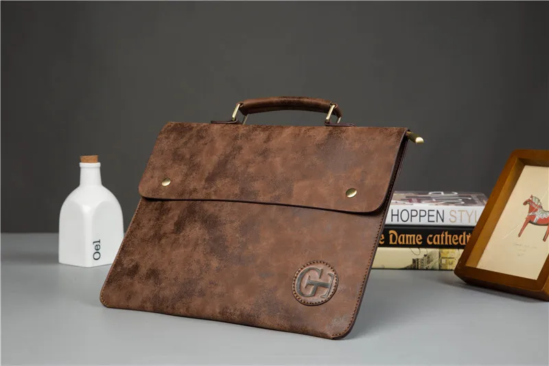Винтажный супер тонкий светильник, кожаный мужской портфель, Повседневная сумка через плечо, сумка для компьютера, деловой портфель для ноутбука s