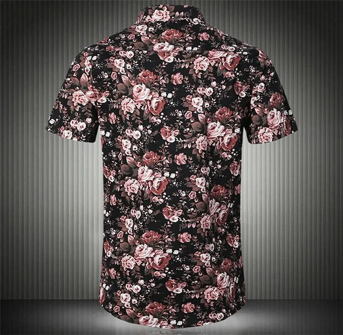 Для мужчин платье с цветочным рисунком Рубашки для мальчиков лето Slim Fit короткий рукав плюс Размеры 5 xlbrand Повседневное Camisetas Masculinas Хлопок