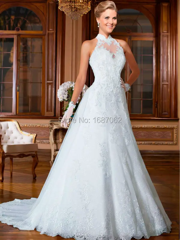 Vestido-de-renda-branco-vestidos-noivas-princess-halter-white-wedding-dress-a-line-wedding-gowns-bridal