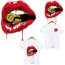 Термо-Стикеры для одежды на одежде Модные Губы железные нашивки с полосками переносные одежды Применение одной Заказная заплата toppe