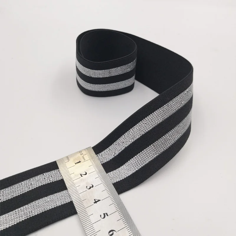 1M Gold Silver Stripe Elastic Bands 40MM Elastic Ribbon Clothing Bags Trousers Elastic Rubber 4CM Webbing DIY Sewing Accessories - Цвет: 4 1m