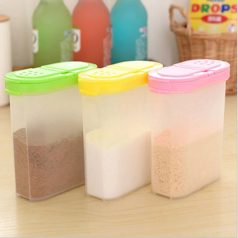 

JETTING Kitchen Necessary Plastic Spices Box Oval Seasoning Can with Cover Kitchen Tools Pepper Seasoning Box