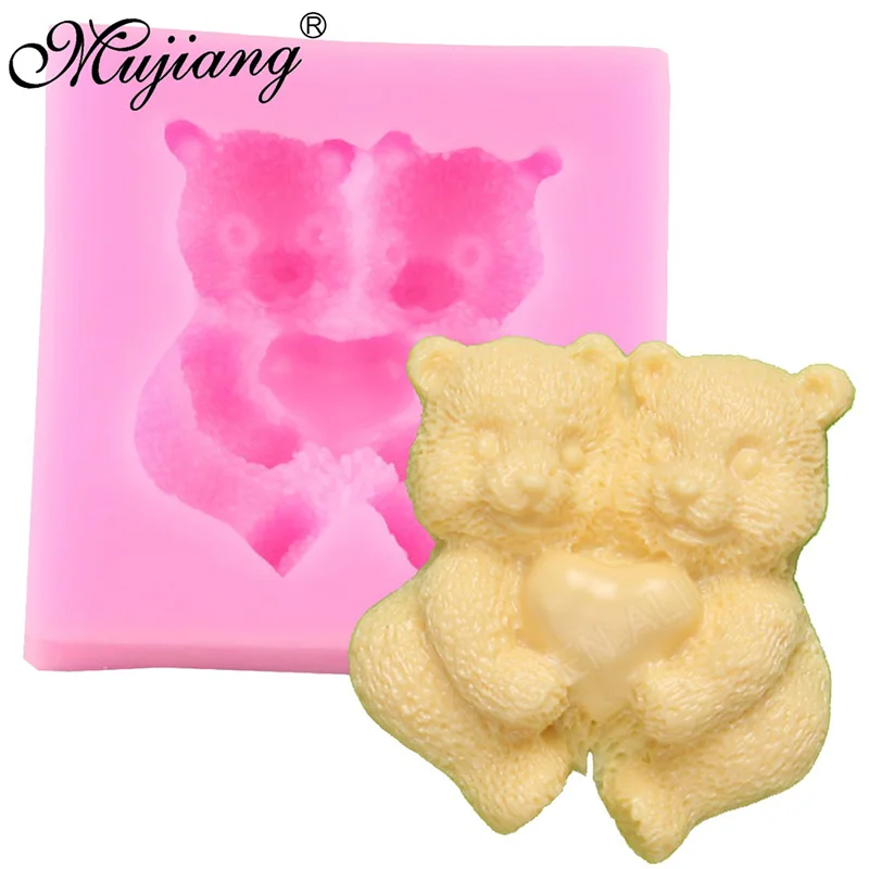 Mujiang 3D силиконовая форма «Медведь» формы для мыла и глины кекс выпечки помадка украшения торта инструмент животные конфеты форма для шоколадной мастики - Цвет: E