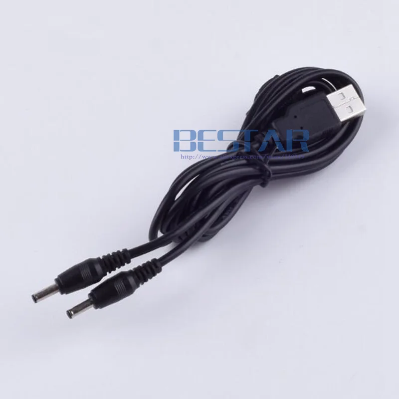 1 in 2 out DC power plug USB A to dual double 2 DC 3.5 mm x 1.35 mm 3.5x1.35mm Barrel Jack male charging Power Cable 1m 2A charging cable usb charging cable