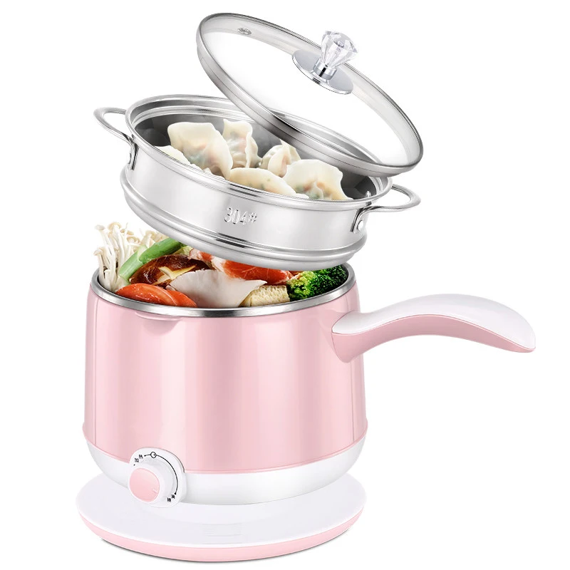 Pink 600W 220V dorm room 304 stainless steel pot fry hotpot stew