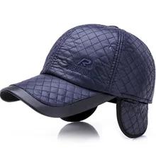 HAIGE002 ветрозащитные клетчатые бейсбольные кепки с вышивкой для пожилых людей, мужские уличные шапки с ушками, зимние толстые теплые кепки