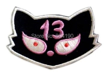 

BLACK CAT 13 BAD LUCK LUCKY thirteen biker retro emo punk rockabilly applique black white sew on/ iron on patch for clothes