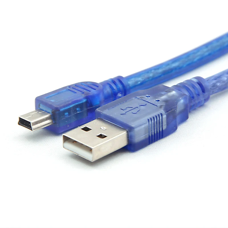 

10pcs Blue Short USB 2.0 A Male to Mini 5 Pin B Data Charging Cable Cord Adapter