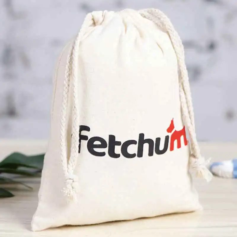 100pcs Makeup Custom Logo Print Canvas Cotton Jewelry Storage Packing Bag Pouch Wholesale Drawstring Bags For