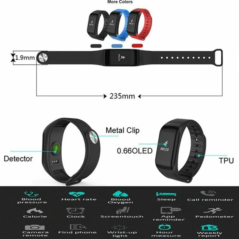 Водонепроницаемый умный браслет шаговый Фитнес-трекер пульсометр Монитор артериального давления смарт-браслет для iPhone 8 Xiaomi 9
