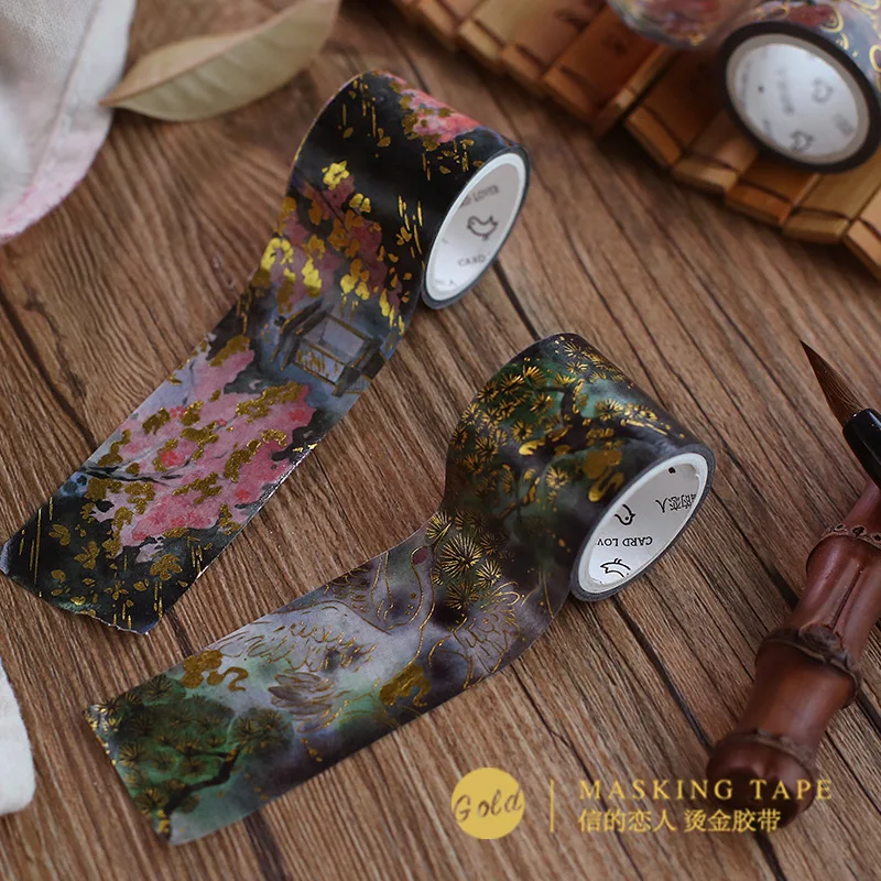 Пламя бамбук/вишня/сосна луна кролик позолота лента для декорации Washi DIY