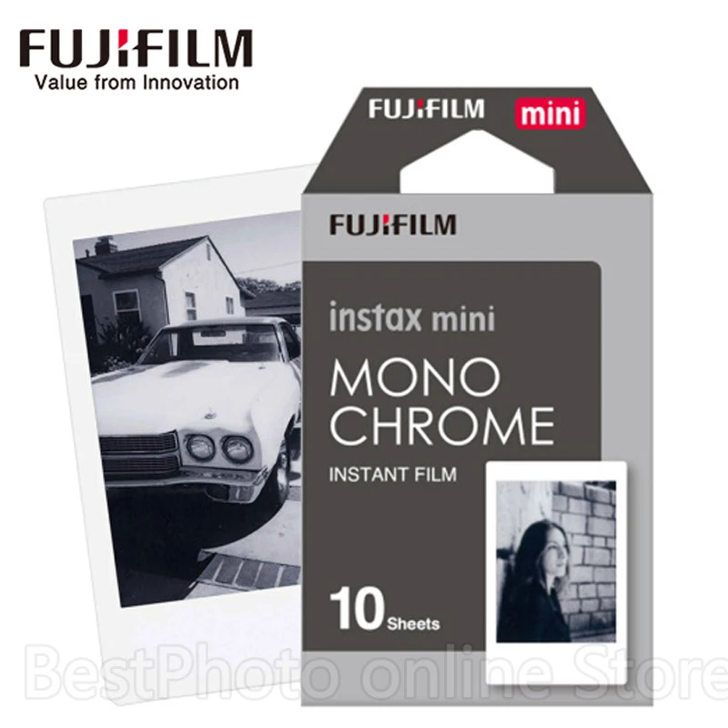 

10 Sheets Fujifilm Fuji Instax Mini Black and white Monochrome Film for Instant Camera Mini 8 70 7s 25 50 90 SP1 photo paper