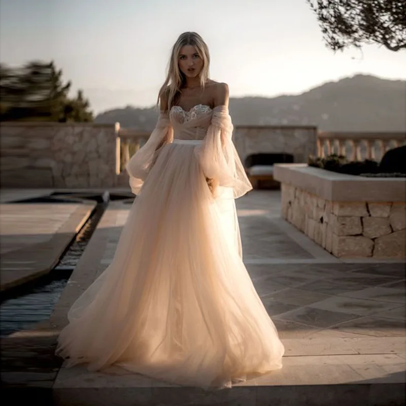 

Party Princess Dress Sweet Pink Slash Neck Lantern Sleeves Sexy Strapless High Waist Mesh Patchwork Perspective Long Dress Women