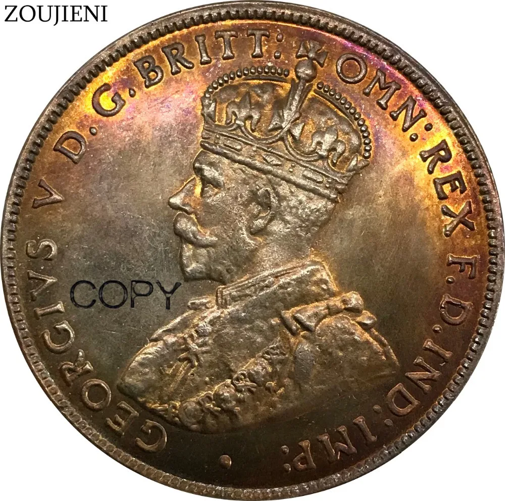 Австралия Джордж V один 1 Флорин два шиллинга 1911 год Cuproickel посеребренные копии