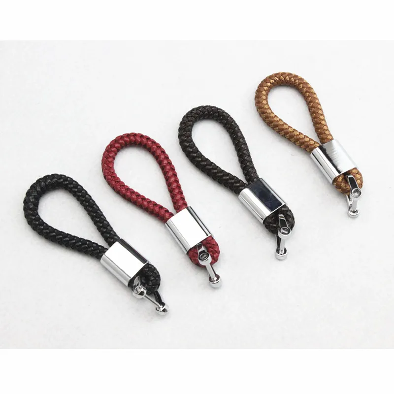 1pcs Car Styling Braided Leather Strap Key chain Key ring For BMW E46