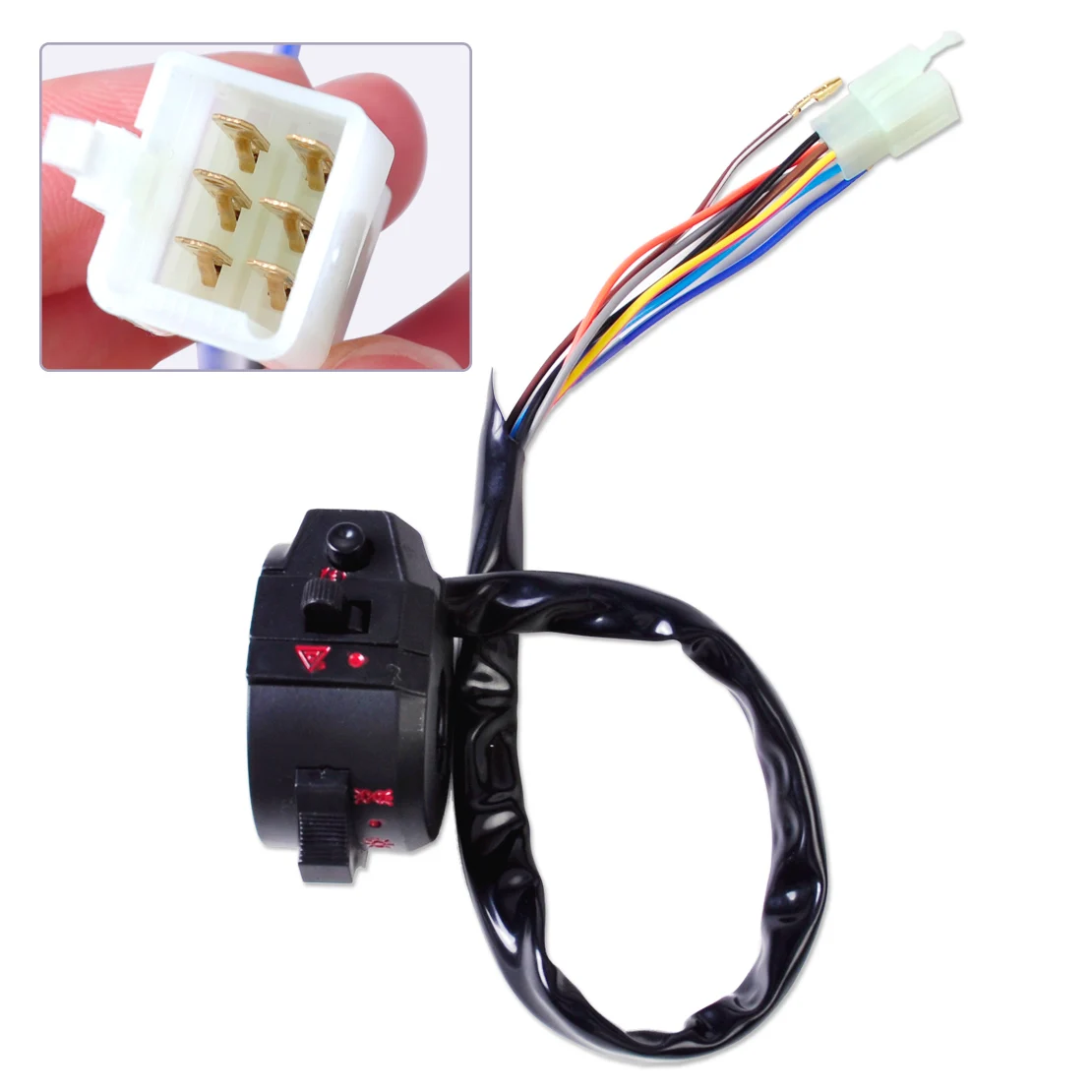 DWCX Motorcycle Right Side 7/8" 22mm Handlebar 12V Headlight Hazard