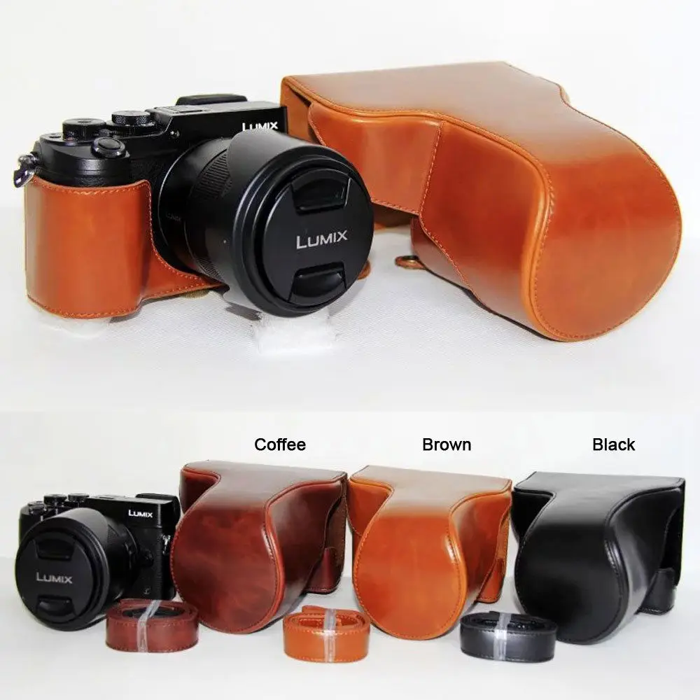 pu Leather Camera case bag Grip Strap for Panasonic LUMIX DMC-GX8 14-140mm Lens | Электроника