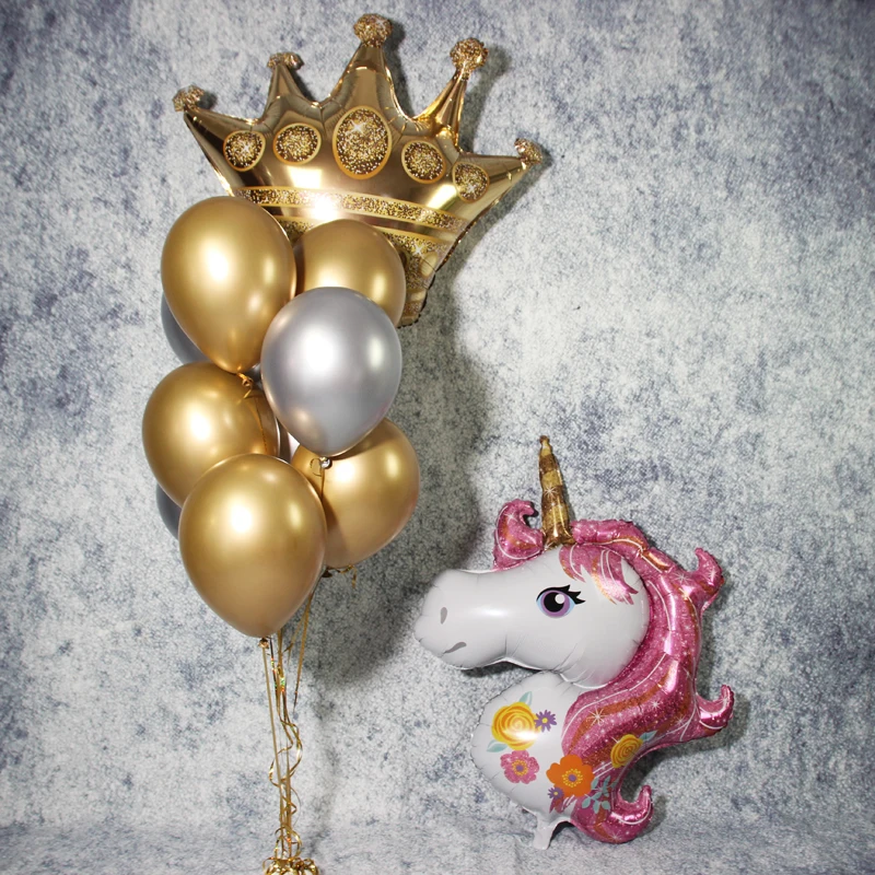 gold crown foil balloon latex balloons (5)