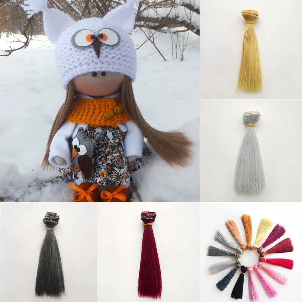 

15*100cm Straight Hair Extensions for All Dolls DIY Wigs Hair Heat Resistant Fiber Hair Wefts Doll Accessories