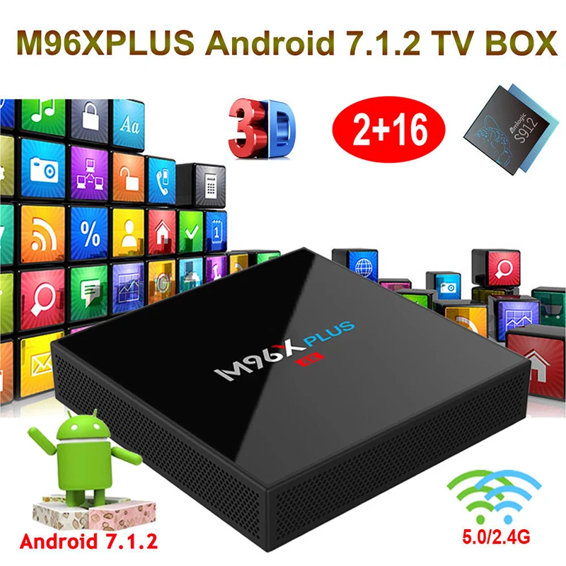 

XGODY M96X PLUS Adroid 7.1 Smart TV Box 2GB 16GB 17.3 Media Player S912 Octa Core Wifi 4K 3D Interent TV Set-top Box