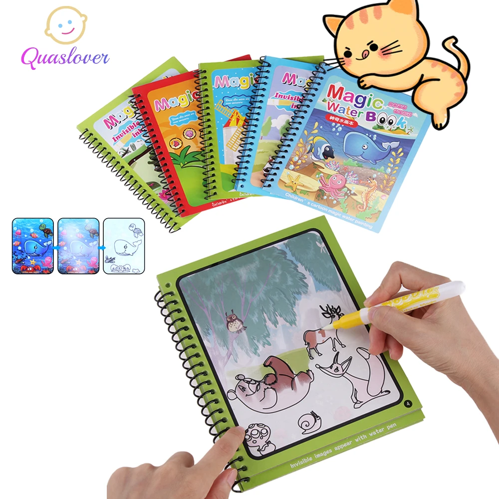 Livre De Dessin A L Eau Magique Pour Enfant Tapis De Peinture Livre De Coloriage A L Eau Stylo Magique Enfants Doodle Conseil Jouets Bebe Livre D Education Precoce Aliexpress