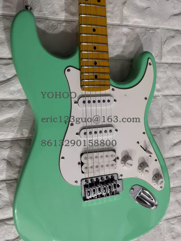

Factory Custom Apple Green str Guitar with Maple fretboard HSS pickguard Chrome Hardwares,customized!PayPal available!S-20