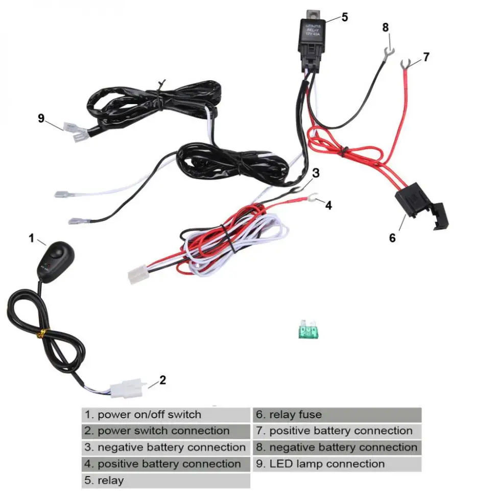 Hot Universal 12V 40A Car Fog Light Wiring Harness Kit Loom For LED Work Driving Light Bar With Fuse And Relay Switch-in Car Switches & Relays from ...