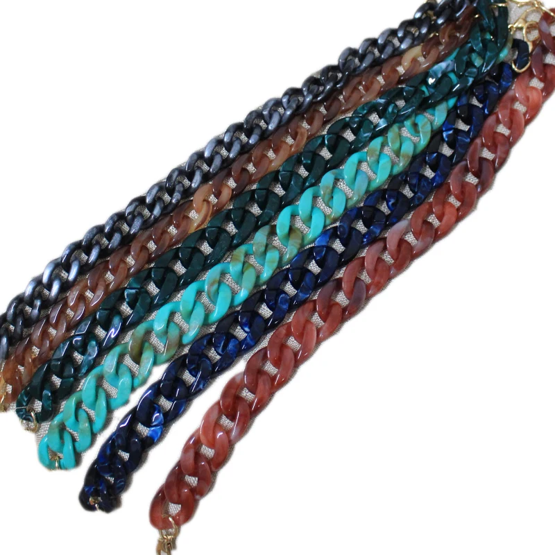 Design Wide Acrylic Resins Chains Bag Belt Women Shoulder Acrylic Accessories Detachable Shoulder Straps Handbag Ladies Purses