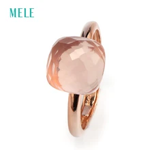 

Natural rose quartz 925 sterling silver ring for women,pink color 10mmX10mm square checkboard cutting fashion fine jewelry