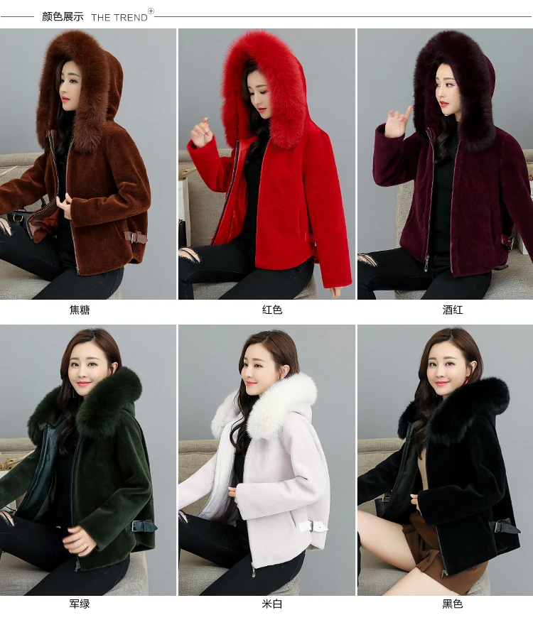6136 Luxury Fluffy Jacket with Hood Women Wool Top Quality Elegant Zip Faux Fur Coat Jacket Women Winter Plus Size Casual Coat 2018 0