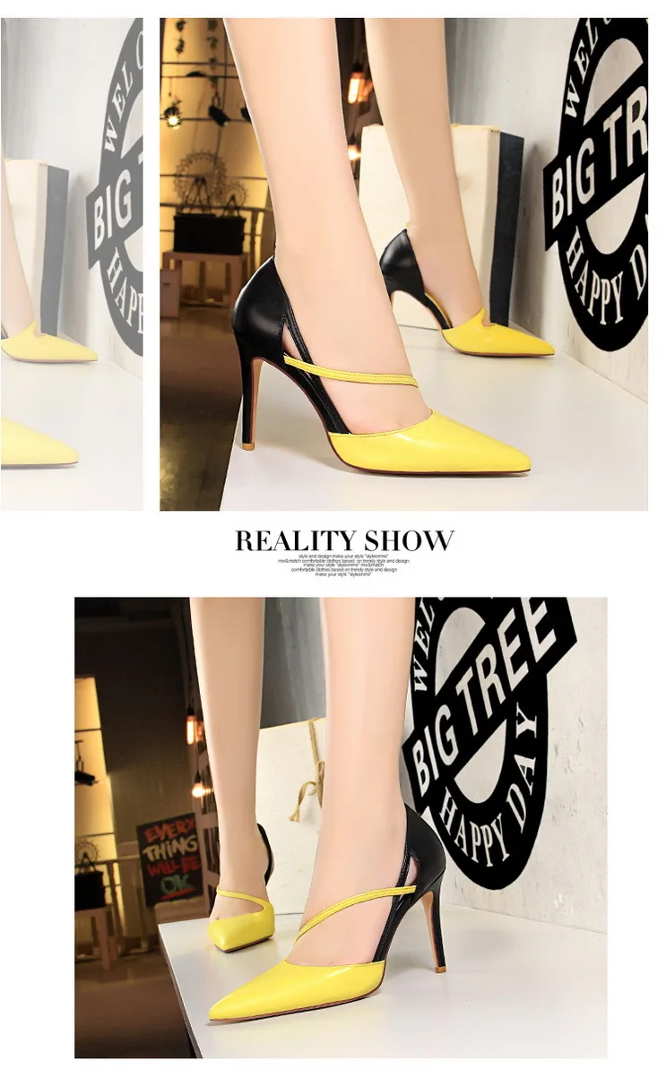 Женские туфли-лодочки на высоком каблуке 9,5 см; повседневная женская обувь белого/черного/серого/Красного/желтого цвета; Летние босоножки; классическая женская обувь; женская обувь