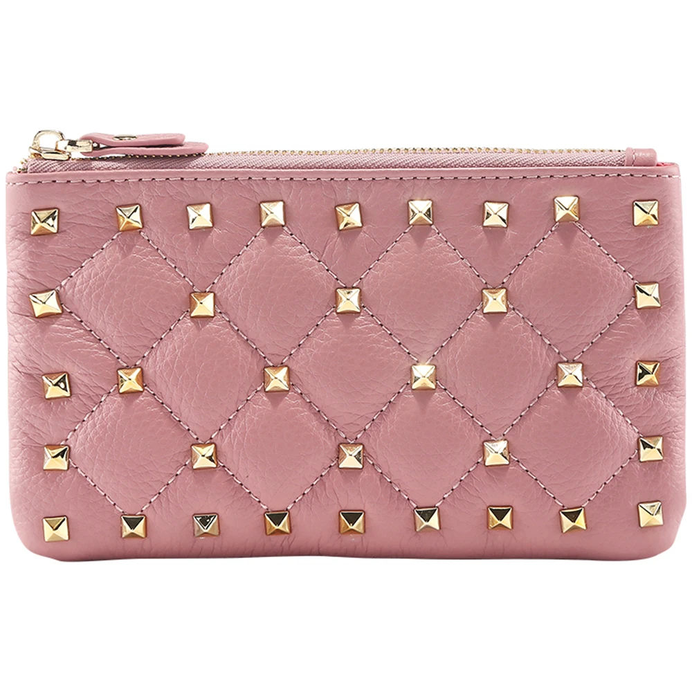 

YIQIN BERYL Wallet Genuine Leather Chain Holder Billfold Short Zipper Coin Clutches Women Portable Purse Credit Card Money Bag