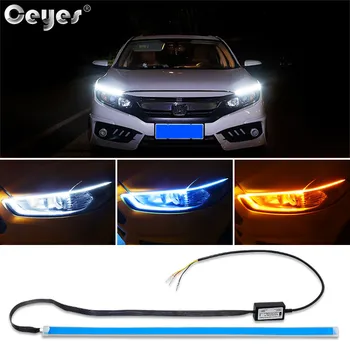 

Ceyes Car Styling 12V Headlight Day Light DRL Daytime Signal Lights Strip Lamp Led Ice Blue Turn Yellow For Fiat 500 For Audi A3