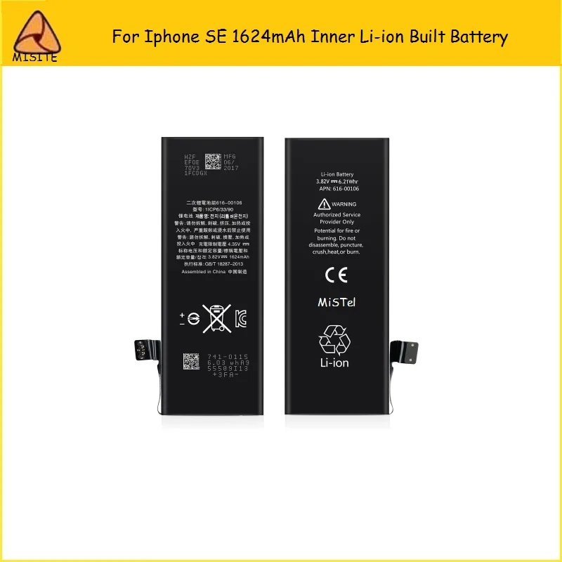 

New Tested Phone Battery for iPhone SE 5SE 3.82V 1624mAh Li-ion Built internal Back Housing Door Battery replacement Parts