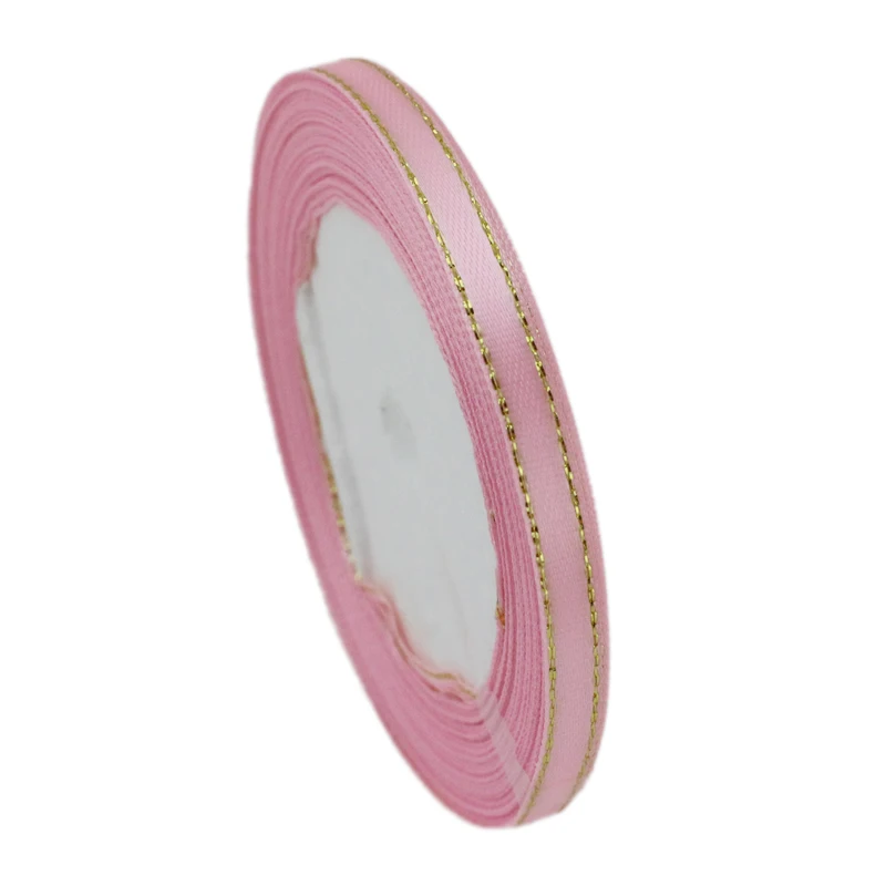 Luxurious Gold Edge Satin Ribbon - High-Quality Gift Packaging, Multiple Widths Available