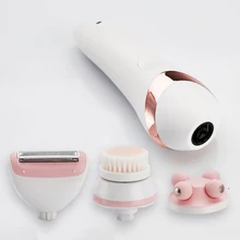 3 в 1 Водонепроницаемый электрическая бритва Леди лица чистящий массажер-щетка для тела Уход за кожей лица ног удаление волос руки