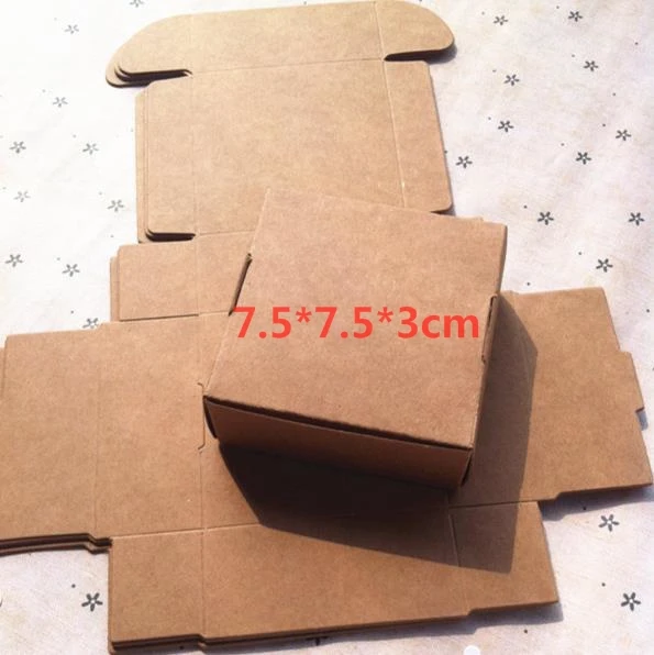 

100pcs/lot Ecofriendly Kraft Box Kraft Paper Packaging Box Soap Decorating Box Free Shipping Wedding Candy Box 7.5*7.5*3cm